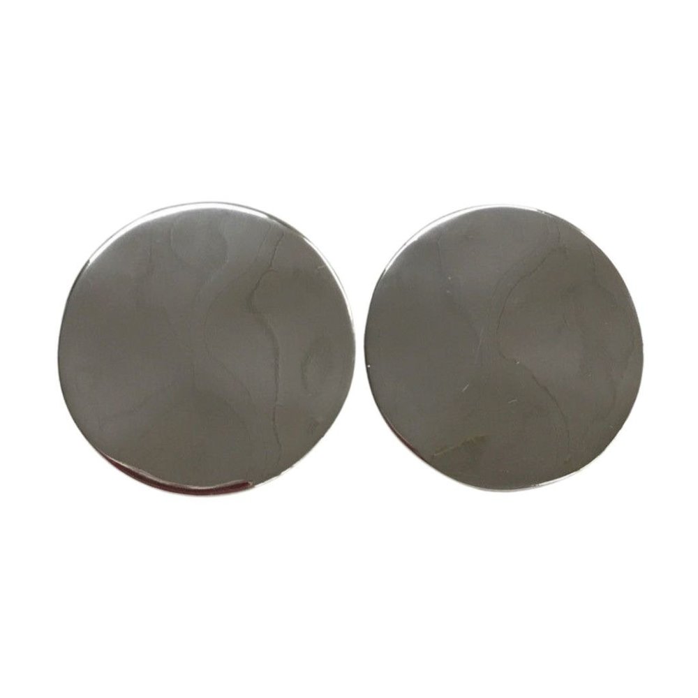 J. Crew Silvertone Circle Post Pierced Earrings Wavy Satin Texture 1‎ 1/8"